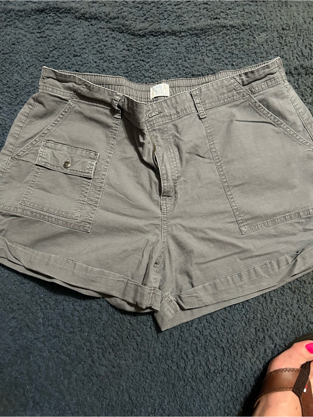Time and Tru Gray Utility Cargo Shorts